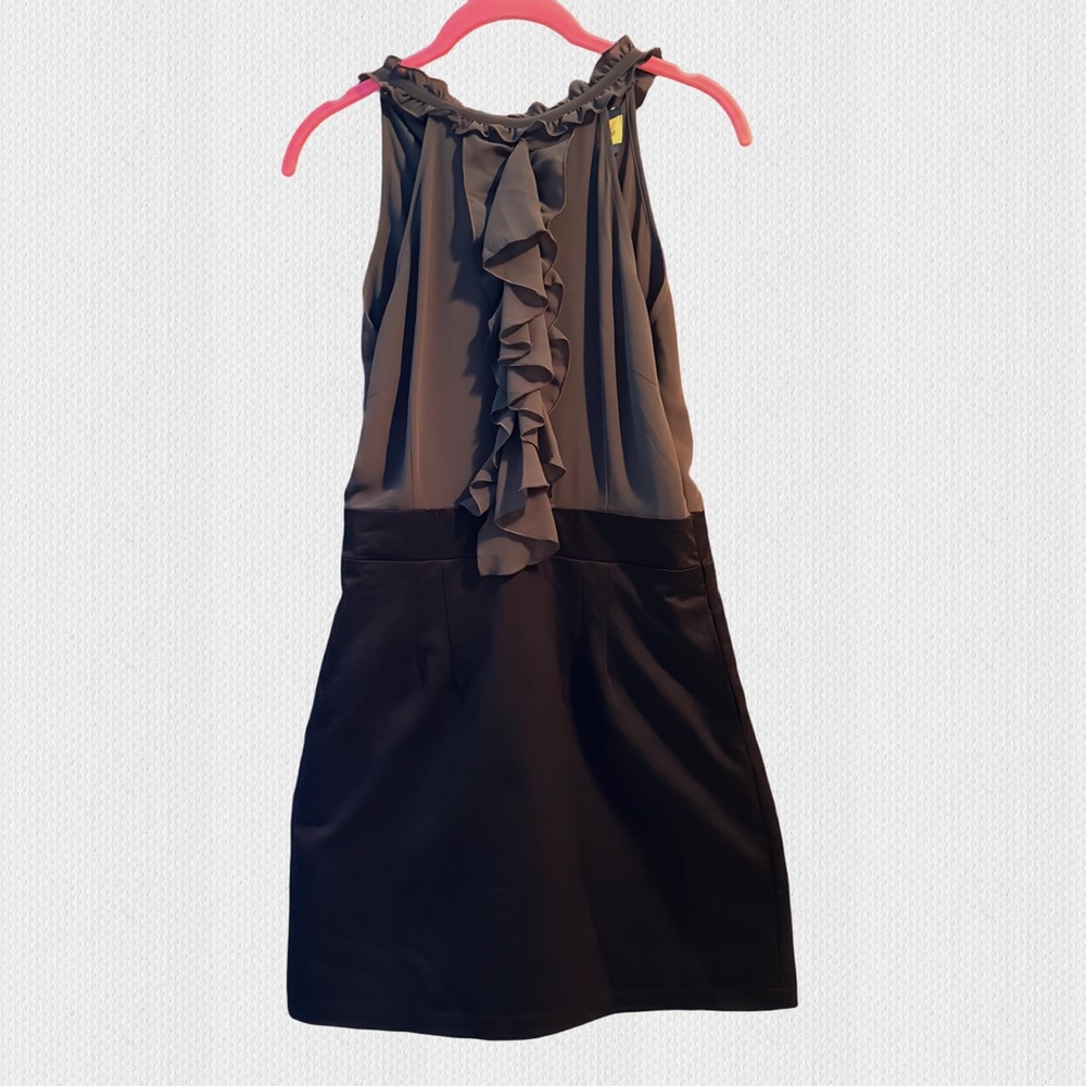 Emmelee Gray & Black Halter Ruffle Front Keyhole Back Mini Dress Size Small